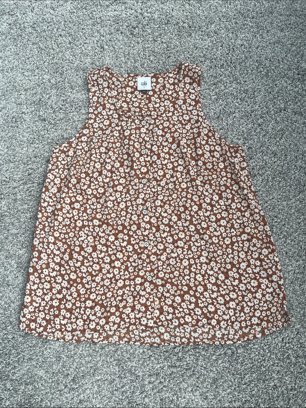 CAbi Floral Sleeveless Button-Front Top